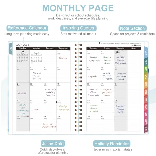 Planner 2026-2027, Weekly and Monthly Academic Year Calendar Planner, July 2026 - June 2027, Daily Agenda Book for Office School Supplies, Letter Size(8.5'' x 11'') - color: 2607-Whale, size: 8.5"x11"(Jul 2026-Jun 2027)