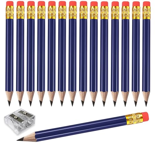 Adhere 25pcs Golf Pencils with eraser Hexagon Wooden Pencils Graphite 2B for Golf Event Scoring,Classroom,Wedding,Company Meetings,Pew, Pocket (Navy Blue) - color: Navy Blue
