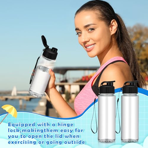Mifoci 20 Pieces Water Bottle Bulk 17 oz Plastic Water Bottles Bulk Gym Sports Adults Reusable Large Bottles with Leak Proof Flip Top for Party Outdoor (Black) - color: Black