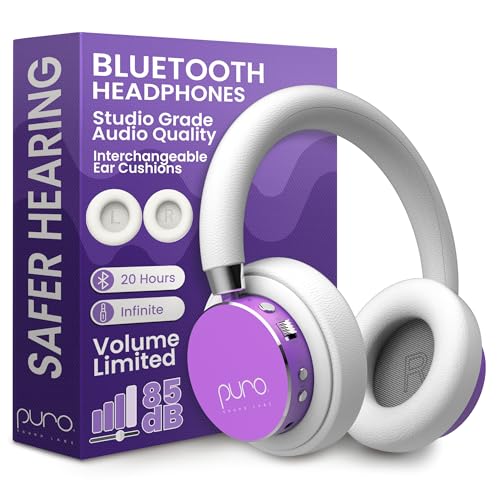 Puro Sound Labs Kids Wireless Headphones – Volume-Limiting 85dB, Built-in Mic, Studio-Grade Sound, 20-Hour Battery Life, Comfortable & Easy to Connect Kids Bluetooth Headphones – BT2200 Plus, Purple - color: Purple
