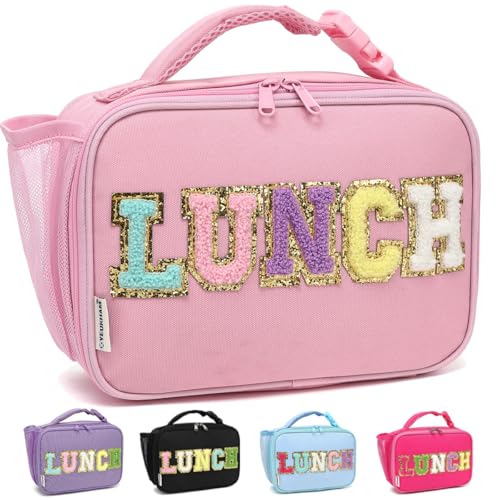 GYEUKHAM Insulated Lunch Box for School, Thermal Reusable Durable Freezable Lunch Bags for Kids Boys Girls Men Women - Small Soft Cooler Portable Lunch Tote Kit for Work Picnic Travel,Pink Alphabet - color: Pink#1