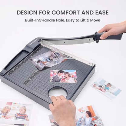 12" Paper Cutter, Precision Cut with Safety Protection and Blade Lock, 12 Sheets Capacity, Great for Cardstock, Cardboard, Photo, Vinyl, Crafts, Scrapbook (Grey) - color: Grey