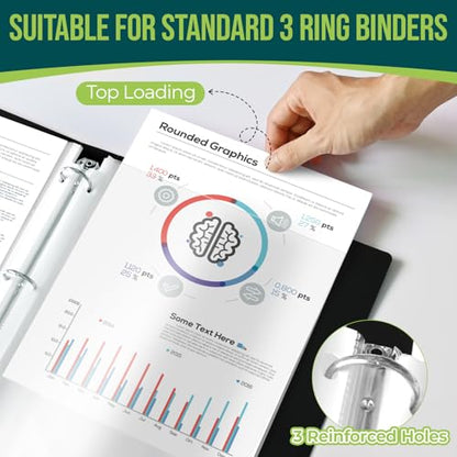 Sheet Protectors 8.5 x11 Inch Clear Page Protectors for 3 Ring Binder,100 Pack Plastic Sleeves for Paper,Documents and Photos,Top Loading Binder Sleeves Paper Protector Letter Size - size: 100 Pack