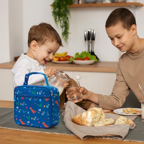 MEXS Lunch Bag for Kids, Insulated Lunch Box Girls Boys, Durable Lunch Tote(adjustable) with Water Bottle Holder/Water-resistant Lining, Toddler Lunch Picnic Cooler Bag for School Travel (Dinosaur) - color: Dinosaur