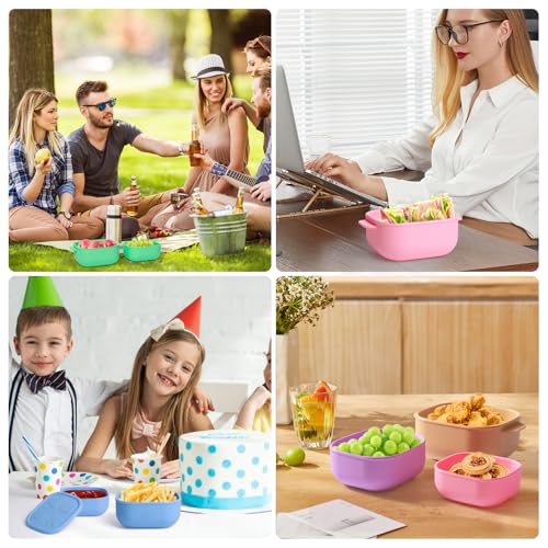 Silicone Bento Box ｜Food Grade & Leakproof Lunch Box Bento with Lids ｜3-Piece Space-Saving Nesting Kit Food Storage Containers Set (Pink) - color: Pink