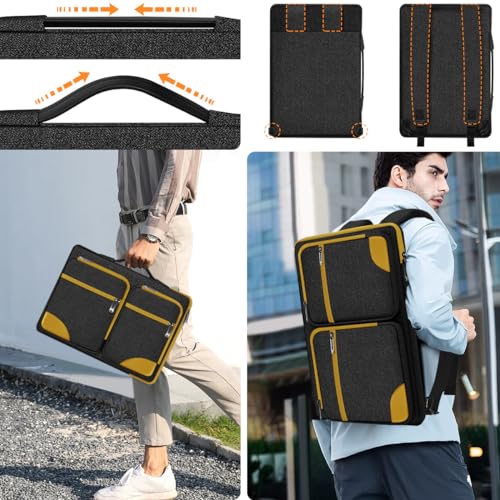 Hseok Laptop Case 15 15.6 16 inch Sleeve with Handle and Hidden Straps,Compatible with MacBook Neo 16",MacBook Pro Air 16" 15", 360°Protective PC Briefcase with 4 Pockets for Accessories,Yellow - color: Yellow