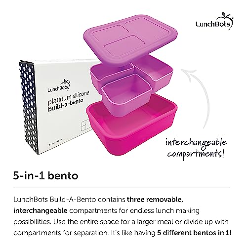 LunchBots Build -a- Bento Lunch Box, Silicone Bento Box for Kids, Multi-Compartment Lunch Container, Oven & Dishwasher Safe, BPA Free, 28 oz - Yellow - color: Solid Yellow