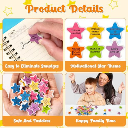 Pencil Eraser for Student Reward Classroom Prizes Birthday Gift Filler Supplies (Motivational Star-Shaped-120pcs)