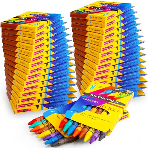 Jeffbaubl Bulk Crayons, 30 Boxes of 8-Pack Multicolor Crayons, Washable, Ideal for School, Party Favors