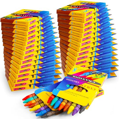 Jeffbaubl Bulk Crayons, 30 Boxes of 8-Pack Multicolor Crayons, Washable, Ideal for School, Party Favors