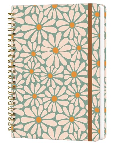 Spiral Journal Notebook for Women, Hardcover A5 College Ruled Notebook, 120 Pages, Thick Paper, Cute Lined Journal for School, Office & Work, 6 x 8.4 in(Retro Green Floral) - color: Retro Green Floral