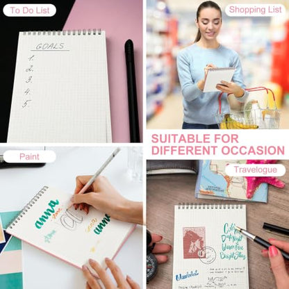 Engrowtic 2 Pack Graph Paper Spiral Notepad A5 Top Wirebound Notepad Grid Notebook Steno Pad Memo Notebook Grid Paper 140 Pages for Writing Sketching Drawing Office Supply (Pink) - color: Pink