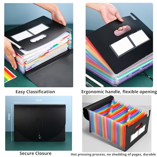 25 Pockets Accordion File Organizer 2 Packs Desktop Expanding File Folders with Colorful tabs for Paper Receipts, Bills&Taxes Organizer, Letter/A4 Size Document Holder for School, Office, Home - style: 25 Pockets 2 packs