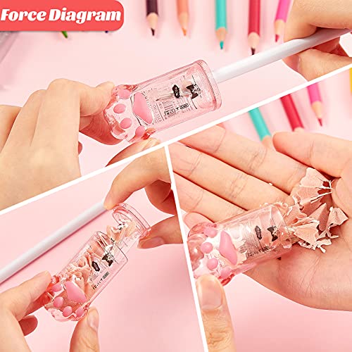 Chinco 4 Pieces Cat Paw Pencil Sharpeners Cute Make up Eyeliner Pencils Sharpeners with Lid Kawaii Removable Holds Hand for Lip Liner Pencils School Office Supplies for Girl and Makeup Artists