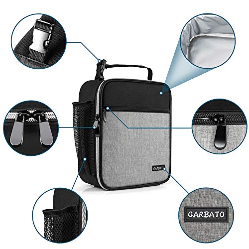 Lunch Bag, Durable Insulated Lunch Box Reusable Adults Tote Bag Lunch Bag for Men, Women, Adults (Black Gray) - color: Black Gray
