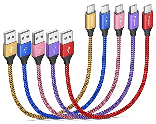 etguuds Short USB C Cable 1ft, 5-Pack USB to USB C Charger Cable, Fast Charging Cord Type C for iPhone 17 16 15 Pro Max Plus 17 Air 16e, Samsung Galaxy S25 S24 S23 S22 S21 S20 A17 A16 A15 A26 A36 A56 - size: 1ft