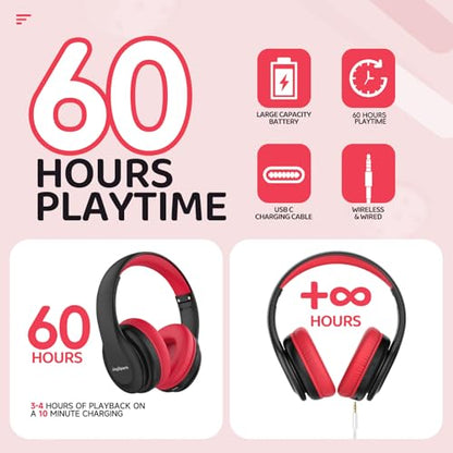 JoySpark Kids Bluetooth Headphones, Lightweight Wireless Headphones for Kids, 85/94dB Volume Limited, 60 Hours Playtime, Bluetooth 5.3, Over-Ear Toddler Headsets with Built-in Mic-Black - color: Black
