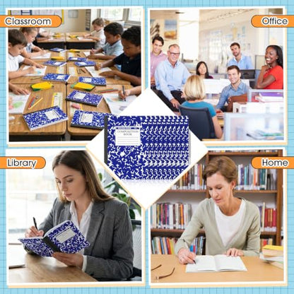 Fainne 60 Pack Composition Notebooks College Ruled A5 Composition Notebook Bulk Marble Notebooks 30 Sheets (60 Pages) for Student Journal Classroom Office School Supplies(Blue) - color: Blue