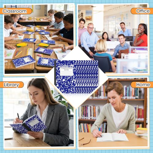 Fainne 60 Pack Composition Notebooks College Ruled A5 Composition Notebook Bulk Marble Notebooks 30 Sheets (60 Pages) for Student Journal Classroom Office School Supplies(Blue) - color: Blue