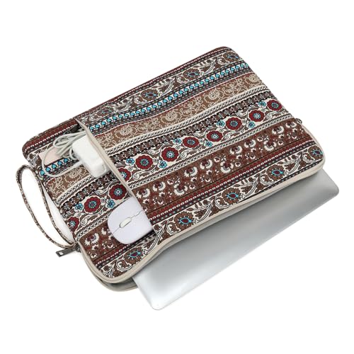 Laptop Sleeve 13.3 inch14 Inch, 15.6inchWater Resistant Traveling Computer Cover with Handle, Shockproof Protective Carrying Laptop Case (Y8-Khaki Bohemia, 14 inch) - color: Y8-Khaki Bohemia, size: 14 inch