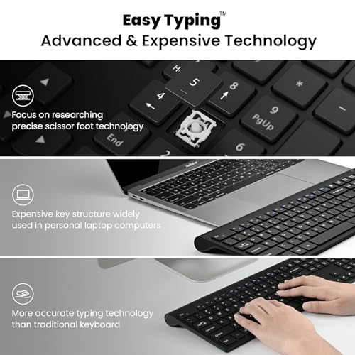 cimetech Wireless Keyboard and Mouse Combo, 2.4G USB Full Size Wireless Computer Keyboard and Adjustable Mouse for Computer/Laptop/PC/Mac/Windows - Black - color: Matte Black