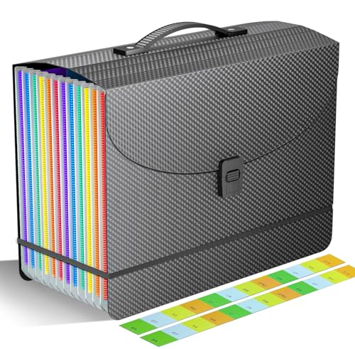 Accordion File Organizer/Expanding File Folder with Handle,13 Pockets Filing Box,Perfect for Desktop Standing/Portabe Document Paper Organizer,A4/Letter Size,Monthly/Blank Tabs,Black Diamond - color: Diamond, size: 13-Packets