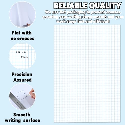 50 Sheets Large Graph Paper 24 X 36 Inch Graph Paper Pad 1 and 1/4inch Ruled Giant Grid Sheet Blueprint Drafting Pad for Engineering Architect Designer Mathematician - color: White and blue