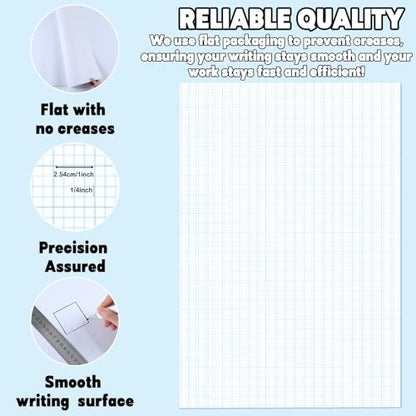 50 Sheets Large Graph Paper 24 X 36 Inch Graph Paper Pad 1 and 1/4inch Ruled Giant Grid Sheet Blueprint Drafting Pad for Engineering Architect Designer Mathematician - color: White and blue