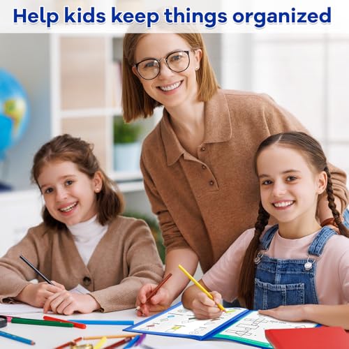Henoyso 24 Pcs Dark Blue School and Home 2 Pocket Folders with 4 Clear Inner Pockets Plastic Heavy Duty Homework Folders Parent Teacher Communication for Student Home Office Classroom,11 x 9 Inch - color: Dark Blue