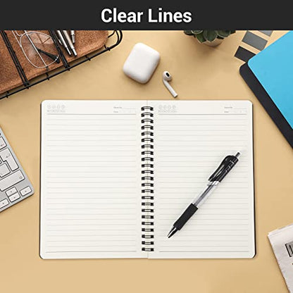 EUSOAR Spiral Ruled Notebook, A5 3packs 5.5"X8.3" 120 Pages Lined Travel Writing Notebooks Journal, Memo Notepad Sketchbook, College Office Business Diary Ruled Spiral Book Journal-3 Colors Covers - color: Black, Blue, Coffee, size: 3 Packs