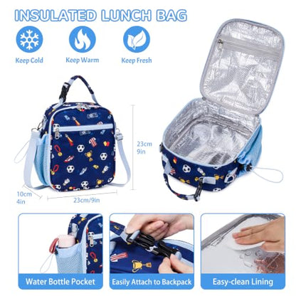 Bento Lunch Box for Kids Adult, Leakproof 3-4 Compartment Bento Box Set with Insulated Food Jar,Water Bottle, Lunch Bag, School Lunch Container for Toddler Teen Girls Boys Ages 3+(Football) - color: Football