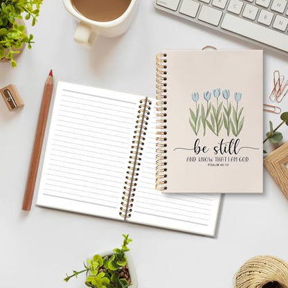 huester Christian Tulip Floral Notebook Journal, Be Still and Know That I Am God Religious Journal for Women, Bible Notebooks for Note Taking, Bible Hardcover Spiral Notebook, 5.5x8.3 Inch - color: Christian06