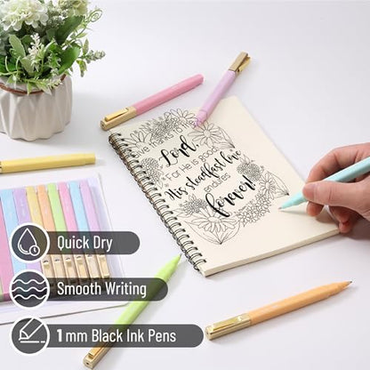 Mr. Pen- Aesthetic Highlighters and Ballpoint Pens No Bleed, 12 Pack | Spring Pastel, Bible Highlighters and Pens No Bleed, Fast Dry and No Smear for Bible Journaling, Planner, School Supplies - color: Spring Pastel, size: 12 Pack