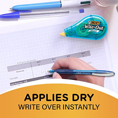 BIC Wite-Out Mini Correction Tape, White, No Dry Time, Long Lasting, 6-Count - color: Mini Tape, White