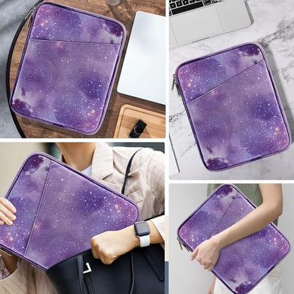 MoKo 13 Inch Tablet Sleeve Bag Carrying Case with Accessory Pocket | Fits iPad Pro 13-inch M4, iPad Air 13-inch M2, iPad Pro 12.9-inch M2/M1 and Galaxy Tab S8+/S9+ 12.4-inch, Purple Starry Sky - color: Purple Starry Sky, size: 12.9-13 inch
