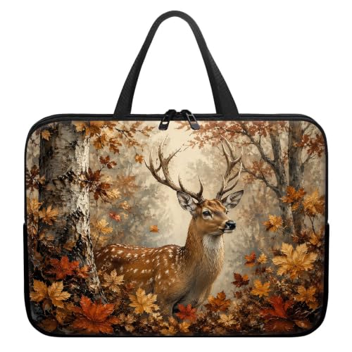 13 Inch Laptop Case Sleeve with Handle, Shockproof Slim Carrying Case | Soft Lining Computer Bag for MacBook Air 13 M3/M2/M1, MacBook Pro 13/14, iPad Pro 13 M4, Deer Autumn Forest - color: Deer Autumn Forest, size: 13-14 inch