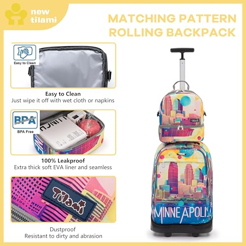 NEW TILAMI Kids Lunch Bag Double Insulated for tilami Rolling Backpack Girls Boys forTravel School Picnic, City Pastel - color: City Pastel