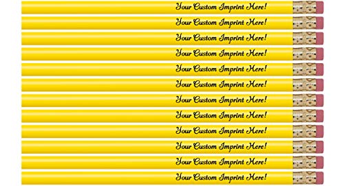Express Pencils™ Personalized Pencils Round Custom Imprinted with your Name - Text - Logo - Message- 12 pkg - ** Includes Personalization** Great Gift Ideas (Bright Yellow) - color: Bright Yellow