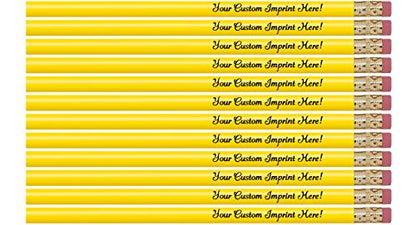 Express Pencils™ Personalized Pencils Round Custom Imprinted with your Name - Text - Logo - Message- 12 pkg - ** Includes Personalization** Great Gift Ideas (Bright Yellow) - color: Bright Yellow