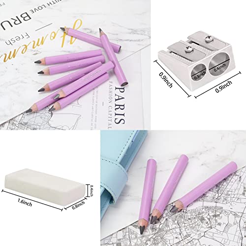 3.5-inch short triangular fat pencil, 5mm fat refill, mini wooden pencil, suitable for small hand writing and painting for preschool children and kindergarten (8 light pink) - color: Pink
