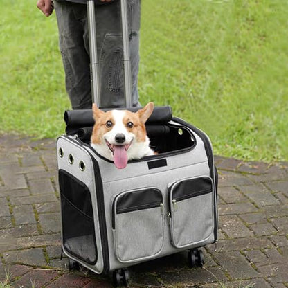 Foldable Black Aluminum Backpack Cart with 5 Swivel Wheels, Large Base, Ideal for Large Backpacks, Pet Carriers, Laptop Bags - size: 5 Wheels with Larger Base