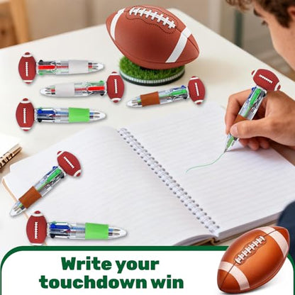 24 Pcs Football Party Favors Football Multicolor Pen in One 4-in-1 Cute Fun Pens Bulk Kawaii Ballpoint Pen for Sports Goodie Bags Stuffers (Football) - style: Football