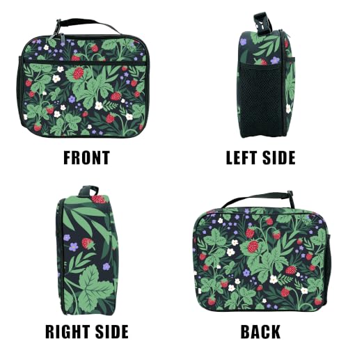 Strawberry Lunch Box Insulated Reusable Lunch Bag Tote Cooler for Women Men Boy Girl School Work Office Picnic - color: Strawberry