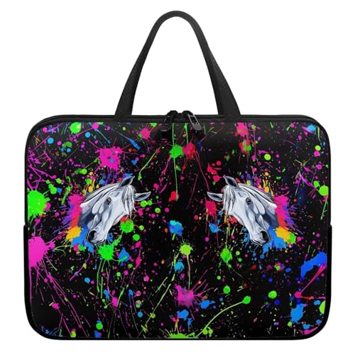 Laptop Bag Laptop Case Computer Carrying Case Laptop Sleeve Case Laptop Traval Bag Computer Cover for Men Women - color: Colorful Horses, size: 12inch
