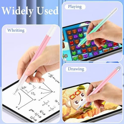 Stylus Pens for Touch Screens, High Precision Magnetic Disc Universal Stylus Pen for iPad, 2-in-1 iPad Pen Compatible with iPhone/iPad/Android Tablets/Nintendo Switch and so on(Pink/Green) - color: Pink+Green