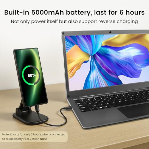 ELECROW Portable Monitor with Keyboard, 14 Inch Lapdock Display with Built-in Battery, 1080P FHD USB C Monitors with RPi5 & Jetson Adapters Compatible with Raspberry Pi, PC, Phone, Mac, Game Console