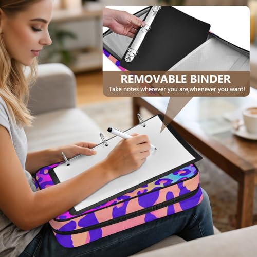 Neon Gradient Leopard Print Accordion File Organizer Expanding File Folder Zipper Binder 3 Ring with Handle 500 Sheets Capacity Document Organizer Storage Bag Multi Pockets Design