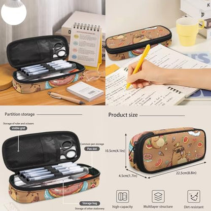 17 Inch Kid's 4PCS Backpack Set, Back to School Essentials | Insulated lunch box, water bottle pouch, pencil case, lightweight, padded shoulder straps, for elementary, middle school - color: Cute Capybara