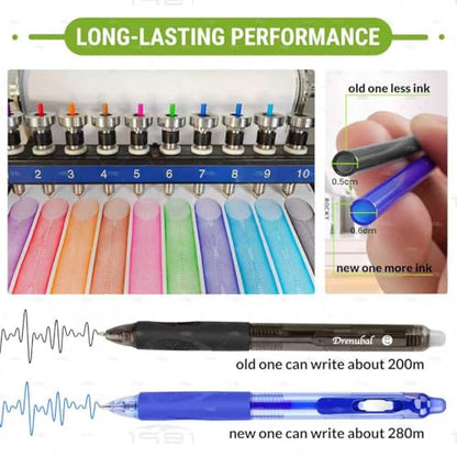 14 Pack Erasable Pens, 7 Blue & 7 Black Erasable Gel Pens, 0.6mm Fine Point Refillable Gel Ink Pens with Eraser, Soft Grip Retractable Writing Pens for School, Journaling, Note Taking, Office,Teachers - color: 2 Color 14 Pack Black Blue