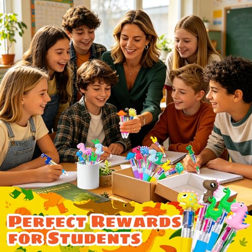 24Pcs Mini Multicolor Pens in One, 4-in-1 Cute Fun Ballpoint Pens Bulk for Dinosaur Party Favors Back to School Gifts for Classroom Birthday Gifts (Dinosaur) - style: Dinosaur
